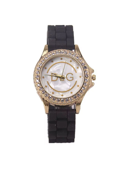 Elegant DQG Women’s Watch – Diamond Quartz, Silicone Strap | Free Shipping