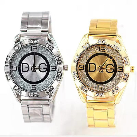 DQG Crystal Quartz Women’s Watch – Gold & Silver Stainless Steel | Free Shipping