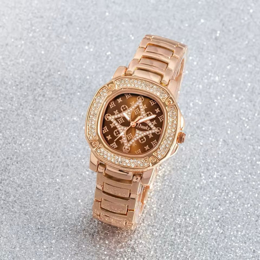 Elegant Rose Gold Women’s Watch – Diamond Inlay, Waterproof Luxury Design | Free Shipping