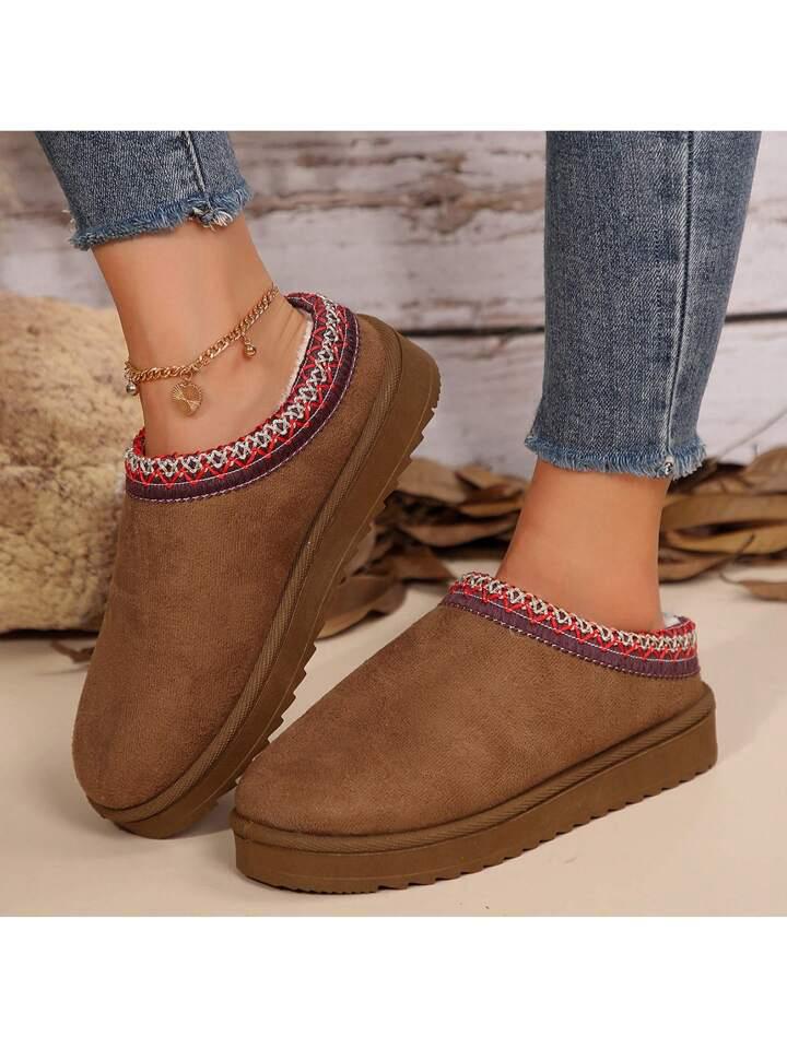 Women's Platform Snow Boots – Suedette Winter Slippers, Non-Slip & Warm | Free Shipping