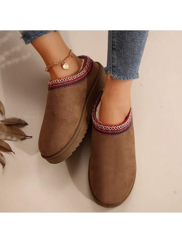 Women's Platform Snow Boots – Suedette Winter Slippers, Non-Slip & Warm | Free Shipping