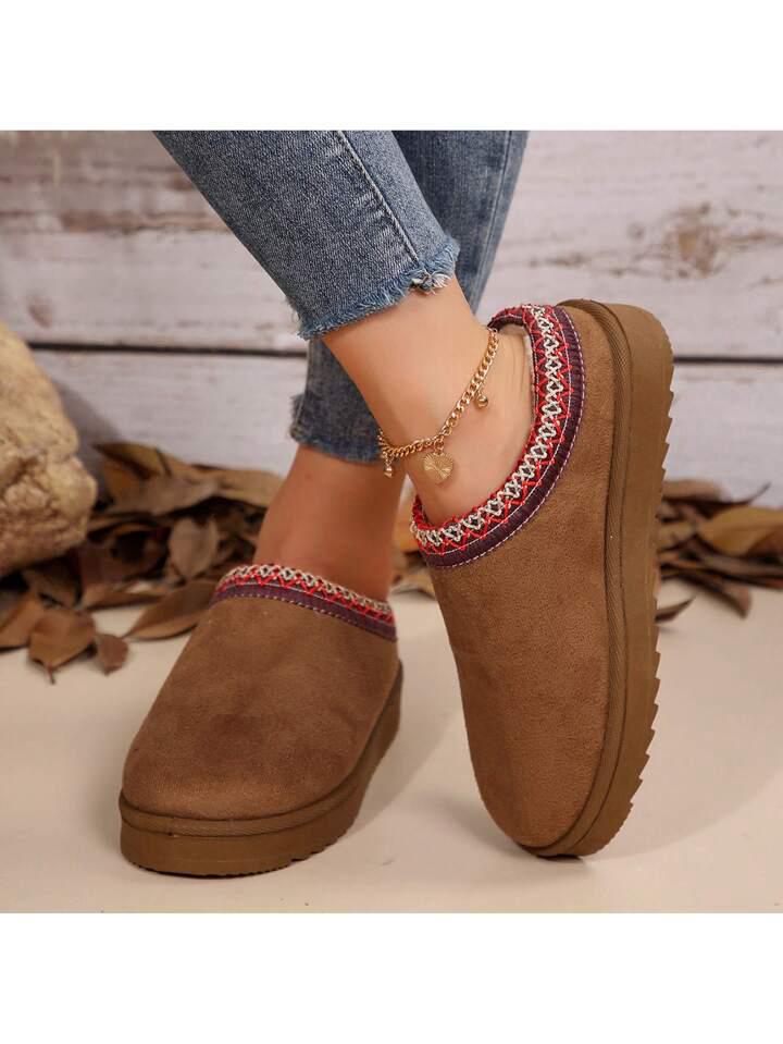 Women's Platform Snow Boots – Suedette Winter Slippers, Non-Slip & Warm | Free Shipping